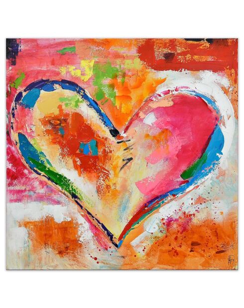 Peinture Coeur multicolore - 80x80 cm