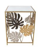 Table d'appoint Foglie tropicali série Easy Fashion dorée - 68x40x50 cm