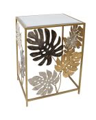 Table d'appoint Foglie tropicali série Easy Fashion dorée - 68x40x50 cm