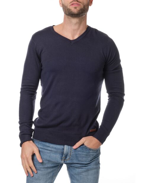 Pull col V Nohlan bleu marine