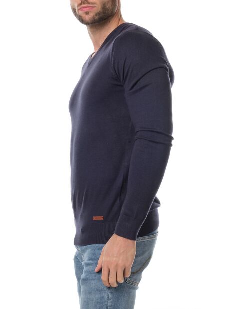Pull col V Nohlan bleu marine