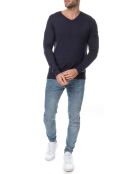 Pull col V Nohlan bleu marine