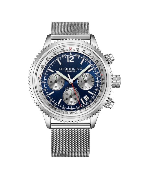 Montre Homme en Maille Acier Quartz Monaco argentée