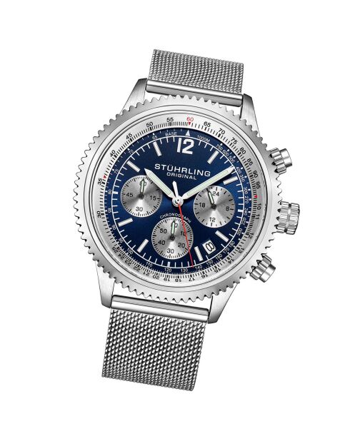 Montre Homme en Maille Acier Quartz Monaco argentée