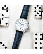Montre Homme en Cuir Quartz Monaco bleue