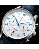 Montre Homme en Cuir Quartz Monaco bleue
