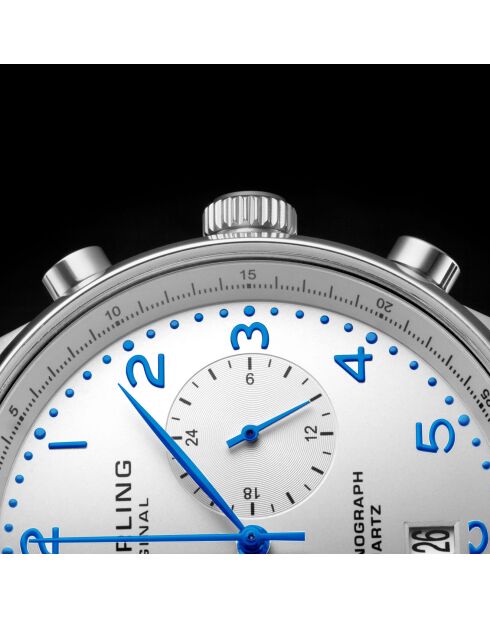 Montre Homme en Cuir Quartz Monaco bleue
