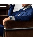 Montre Homme en Cuir Quartz Monaco bleue