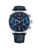 Montre Homme en Cuir Quartz Monaco bleue