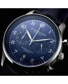 Montre Homme en Cuir Quartz Monaco bleue