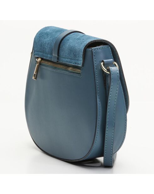 Sac bandoulière en Cuir Amel bleu canard - 22.5x18.5x6 cm