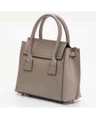 Sac à main en Cuir Jany taupe - 25x19x7 cm