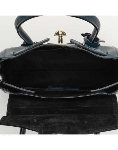 Jeny eendenblauwe leren handtas - 25x19x7 cm