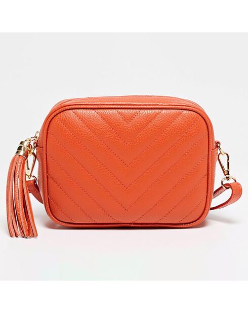 Sac bandoulière en Cuir Nat orange foncé -  20x15x6  cm