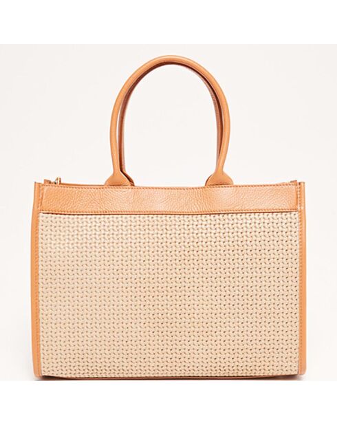 Sac à main en Cuir Nina camel - 37x27x12 cm
