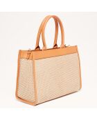 Nina camel leren handtas - 37x27x12 cm