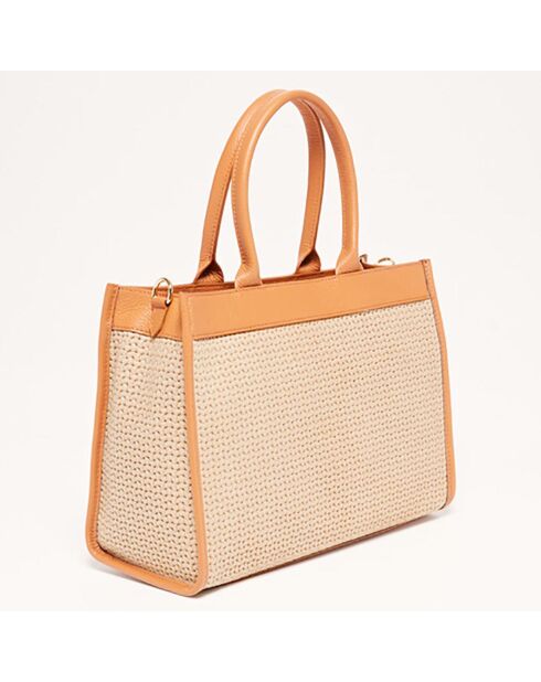 Sac à main en Cuir Nina camel - 37x27x12 cm