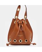 Sac seau en Cuir Venus camel - 15x18x9 cm