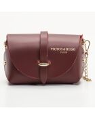 Sac bandoulière en Cuir Zephyr bordeaux - 16x10x9 cm