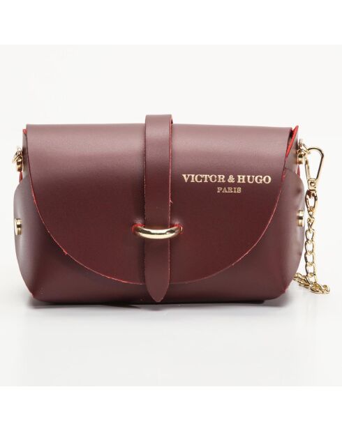 Sac bandoulière en Cuir Zephyr bordeaux - 16x10x9 cm