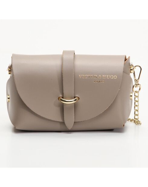 Sac bandoulière en Cuir Zephyrd taupe - 16x10x9 cm