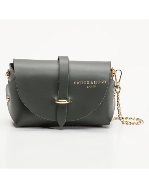 Sac bandoulière en Cuir Zephyr vert bouteille - 16x10x9 cm
