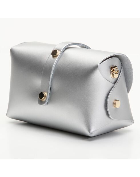 Sac bandoulière en Cuir Zephyr argenté - 16x10x9 cm