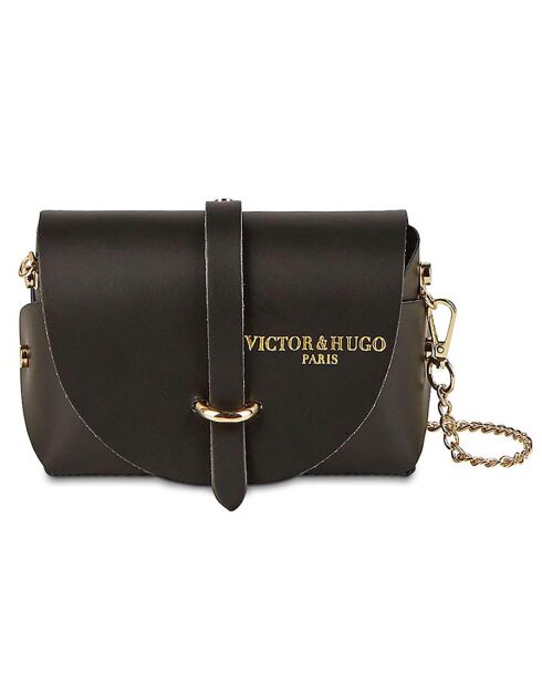 Zephyr zwarte leren schoudertas - 16x10x9 cm