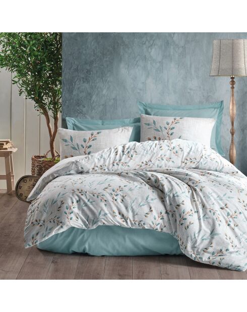 Parure housse de couette Lendell menthe/blanc