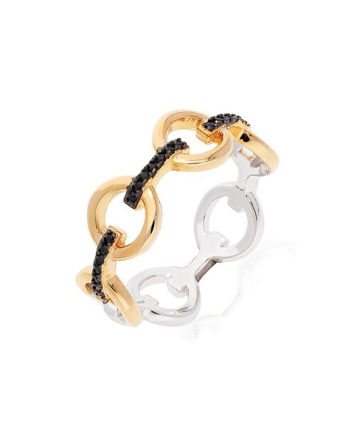 Bague Elise en Argent doré & Zircone noir