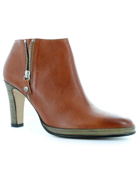 Bottines en Cuir Puzzle camel - Talon 10 cm