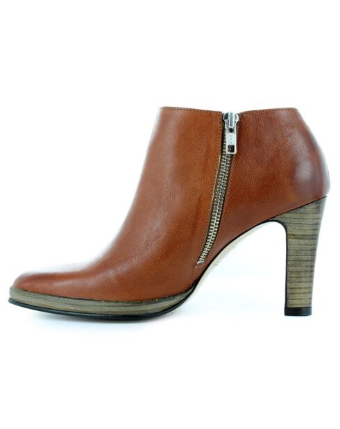 Bottines en Cuir Puzzle camel - Talon 10 cm