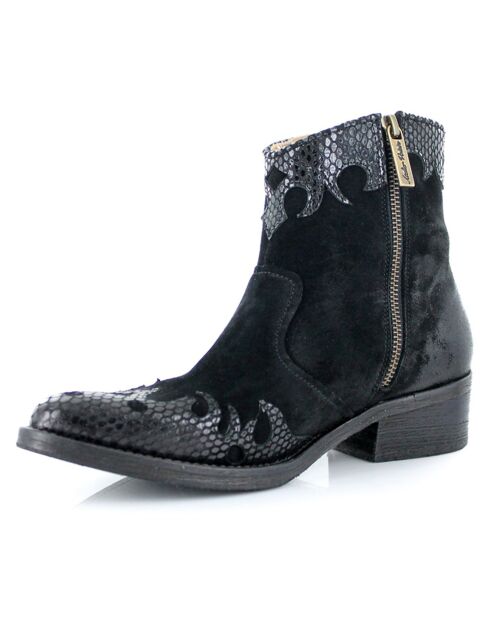 Bottines en Velours de Cuir Wallaby noires