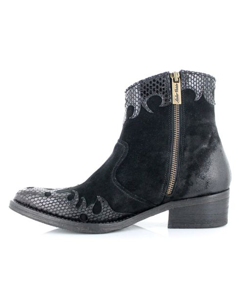 Bottines en Velours de Cuir Wallaby noires