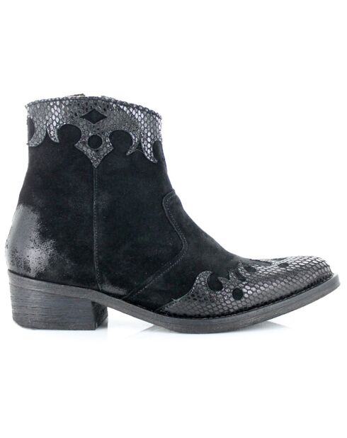 Bottines en Velours de Cuir Wallaby noires