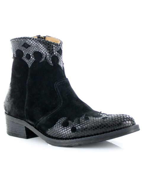 Bottines en Velours de Cuir Wallaby noires