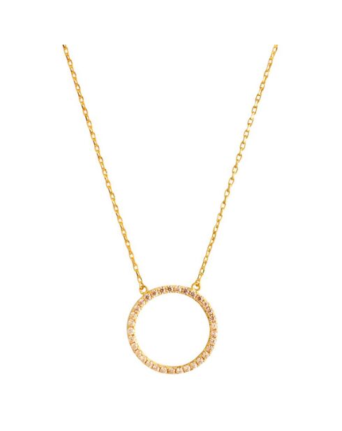 Collier Cercle de Vie en Argent doré & Zircone champagne