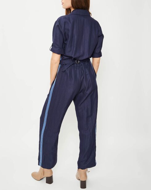 Combinaison manches courtes unie bleu marine