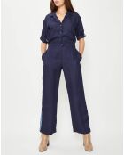Combinaison manches courtes unie bleu marine