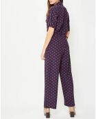 Combinaison manches courtes Polka bleu marine