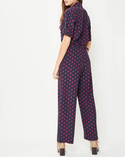 Combinaison manches courtes Polka bleu marine