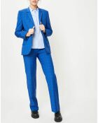 Veste en Laine à carreaux 1 bouton bleu/blanc