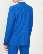 Veste en Laine à carreaux 1 bouton bleu/blanc