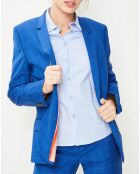 Veste en Laine à carreaux 1 bouton bleu/blanc