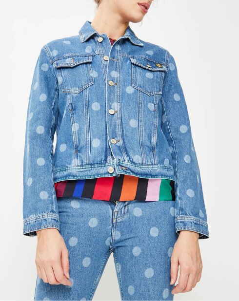Blaue Polka-Jeansjacke