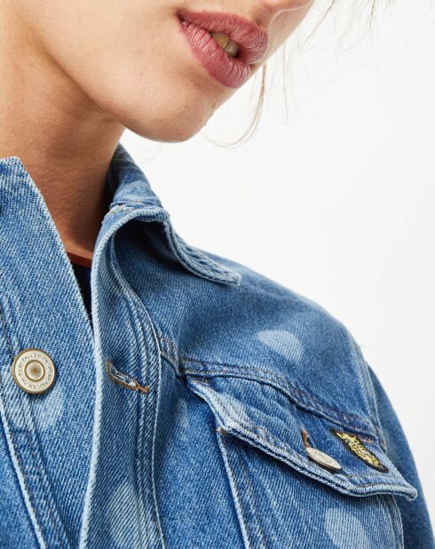 Blaue Polka-Jeansjacke