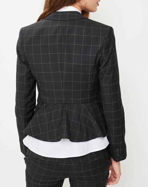 Schwarz/weiß karierte Wolljacke