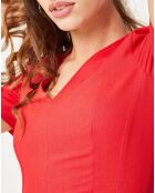 Robe en laine col V ajustée rouge
