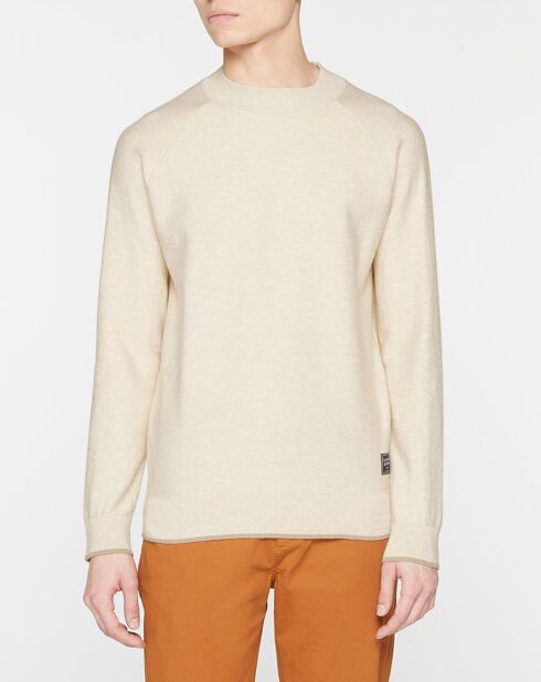 Pull en Coton & Laine col haut beige