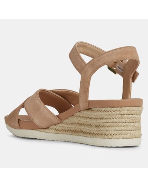 Sandales en Velours de Cuir Ischia beiges - Talon 5,5 cm